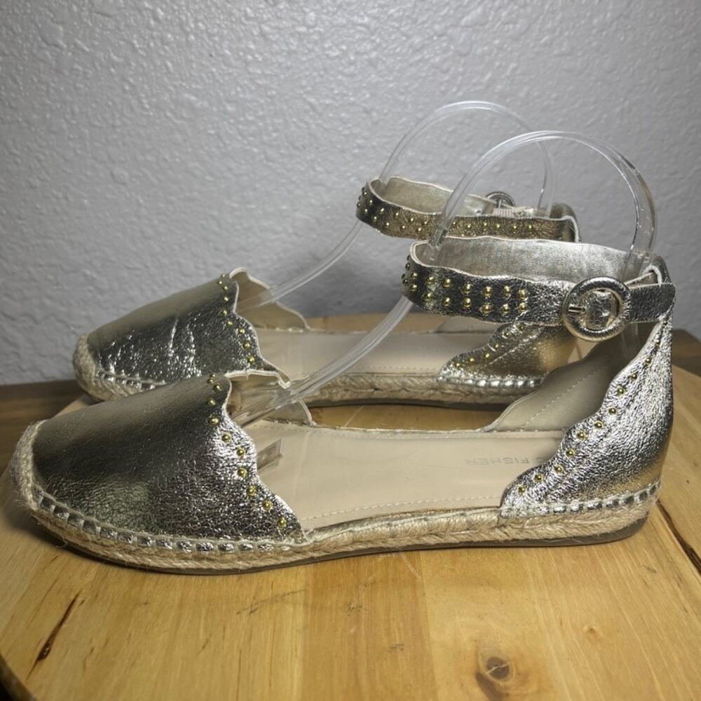 Marc Fisher Light Golden Leather Closed Toe Espadrille Sandals size 8.5 M